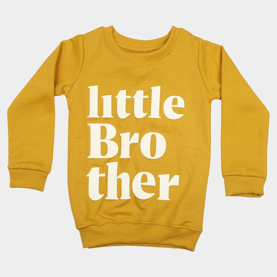 Boys' Mustard Crew Neck Pullover Sweatshirt, Mustard, large
