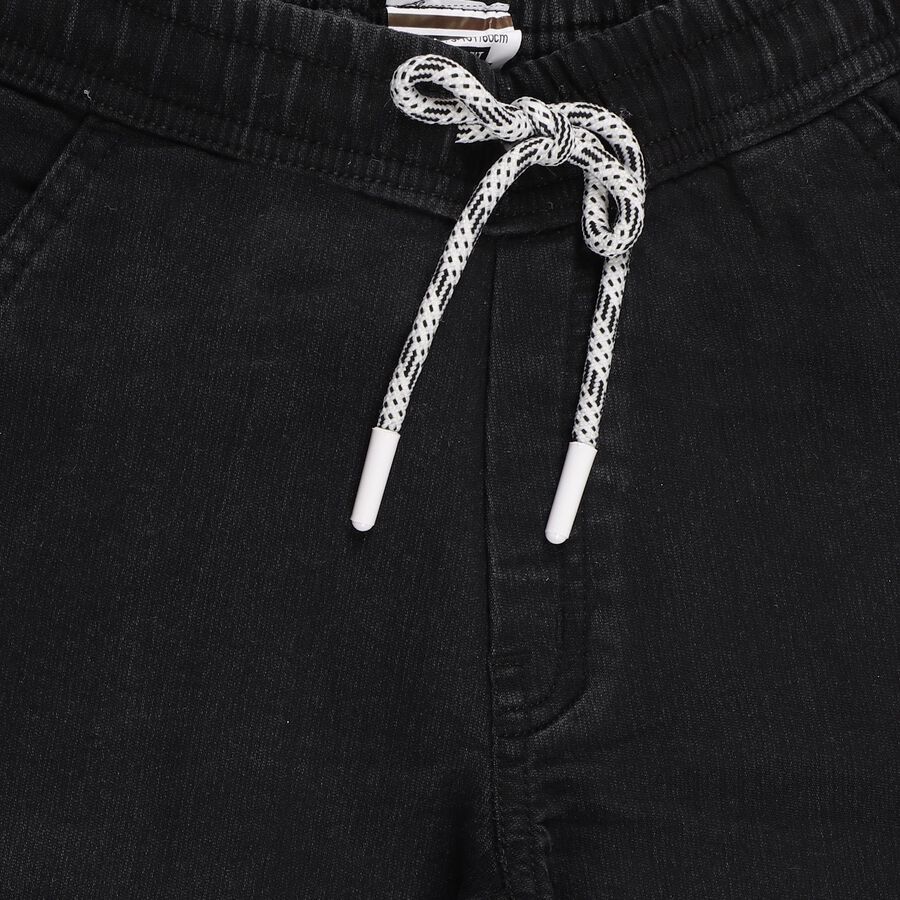 Boys' Jet Black Regular Fit Elastic Waist Jeans, Black, large image number null