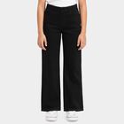 Girls' Black Relaxed Fit Washed Jeans, काला, small