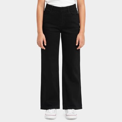 Girls' Black Relaxed Fit Washed Jeans