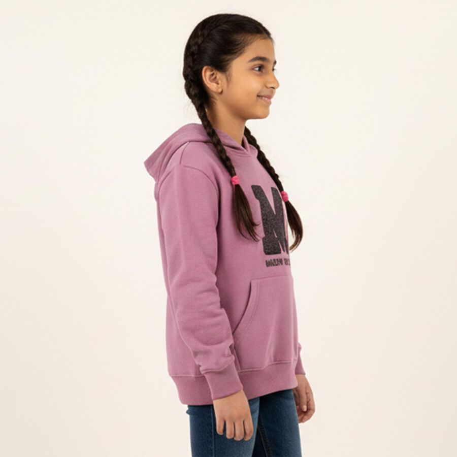 Girls Dusty Lavender Hooded Casual Sweatshirt, Lilac, large image number null