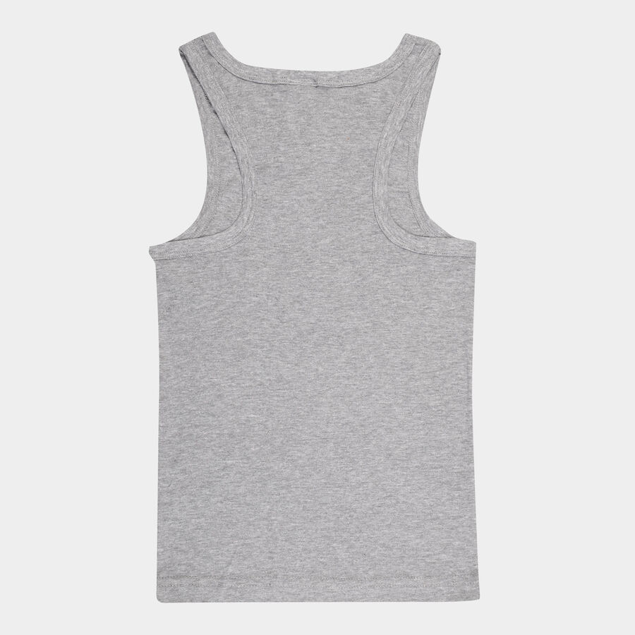 Boys Solid Vest, Melange Light Grey, large image number null