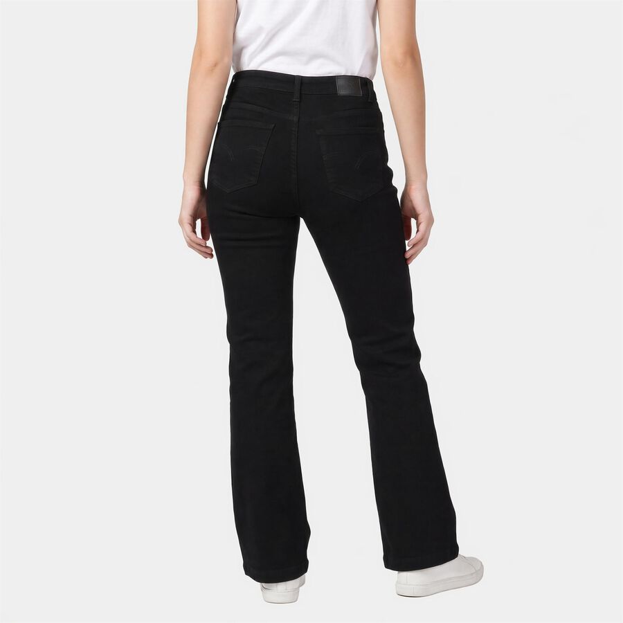 Women's Black Straight Fit Solid Jeans, काला, large