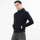 Men's Deep Midnight Navy Hooded Casual Sweatshirt, Navy Blue, small image number null