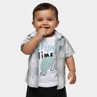 Infants' Light Blue Cotton Mandarin Collar Classic Shirt, Light Blue, small
