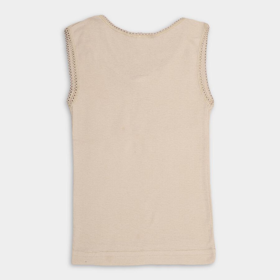Girls' 100% Cotton Vest, Beige, large image number null
