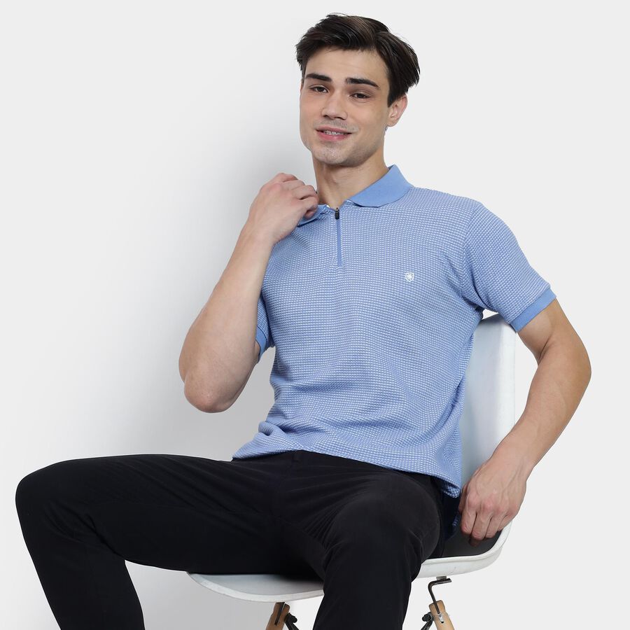 Men's Collared Half Sleeves T-Shirt , हल्का नीला, large image number null