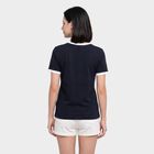 Women's Navy Blue Round Neck Regular T-Shirt, नेवी ब्लू, small