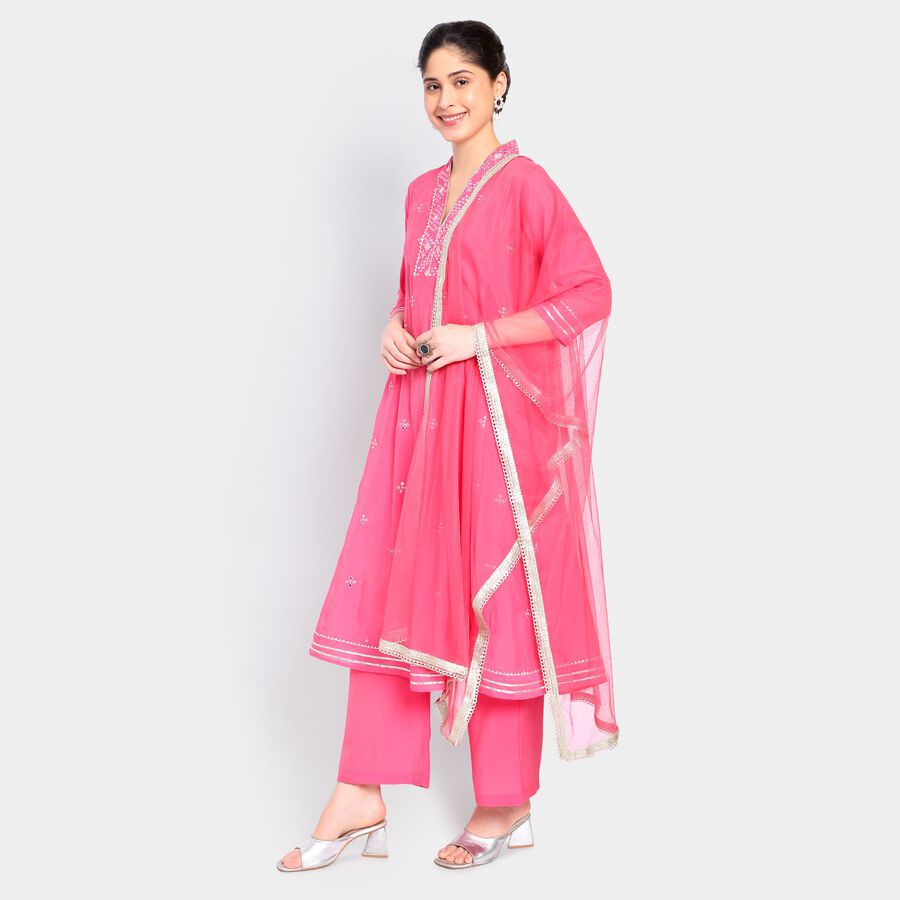 Ladies' Kurta Pyjama Set with Dupatta, रानी (फ्यूशिया), large image number null