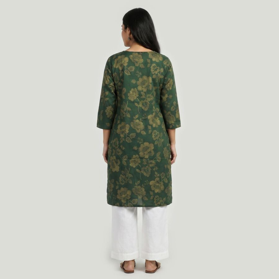 Women's Dark Green Kurta, गहरा हरा, large