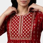 Women's Maroon Round Neck Printed Kurti, Maroon, small
