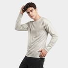 Men's Grey Crew Neck Geometric Regular T-Shirt, हल्का ग्रे, small