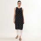 Women's Black Tie-Up Neck Printed Kurta, Black, small image number null