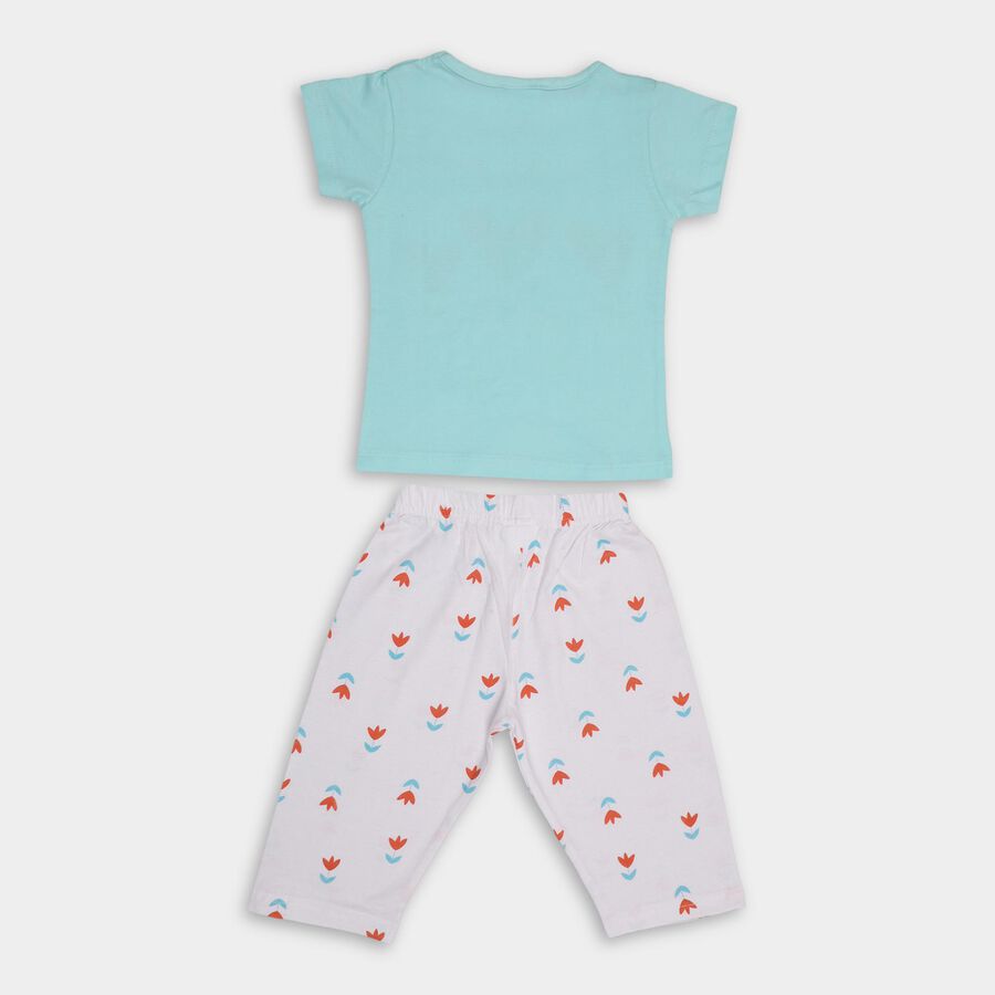 Girls' 100% Cotton Capri Set , Aqua, large image number null