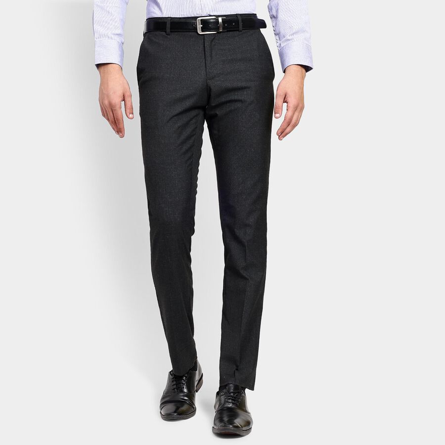 Men's Slim Fit Formal Trousers, Black, large image number null