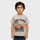 Boys Light Grey Cotton Round Neck Graphic Printed T-Shirt, Light Grey, small