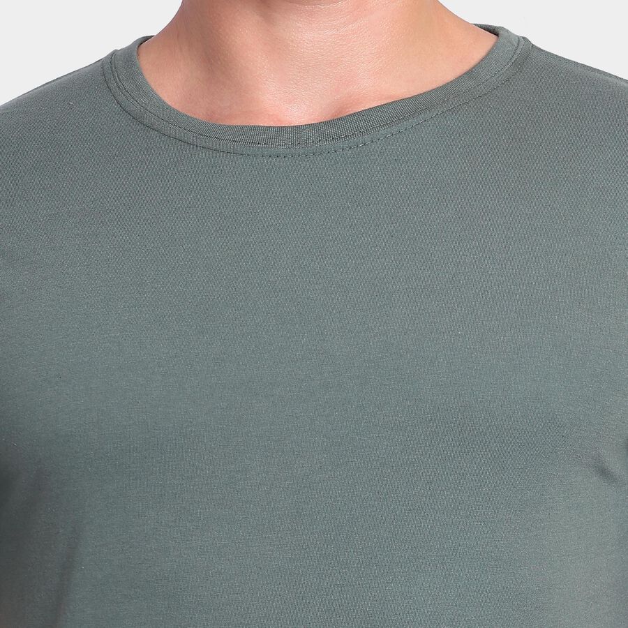 Men's Round Neck Half Sleeves T-Shirt, Dark Green, large image number null