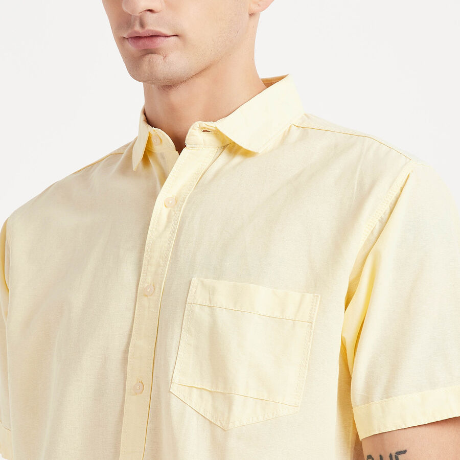 Cotton Solid Casual Shirt, Yellow, large image number null