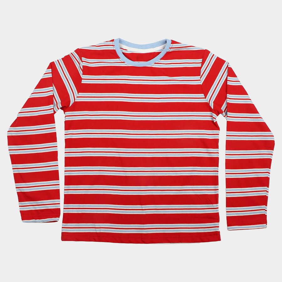 Boys Maroon Crew Neck Regular T-Shirt, Maroon, large