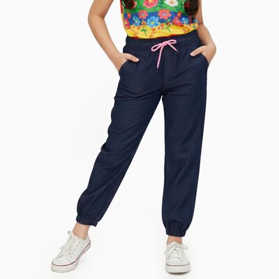 Girls' Dark Blue Relaxed Fit Jogger Jeans