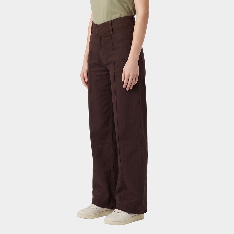 Women's Brown Wide Leg Seam Detail Jeans, भूरा, large