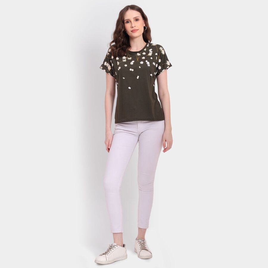 Ladies' Round Neck T-Shirt, Olive, large image number null