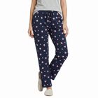Women's Navy Blue Straight Fit Star Printed Pyjama, नेवी ब्लू, small