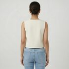 Women's Off-White Round Neck Casual Top, Off White, small
