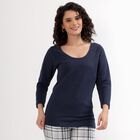 Women's Deep Midnight Navy Blue Scoop Neck Thermal, मध्यम नीला, small image number null