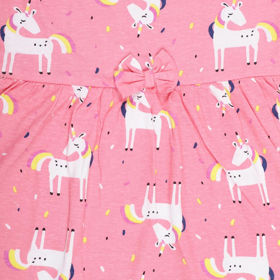 Girl's Bright Red Round Neck Printed T-Shirt, Pink, large image number null