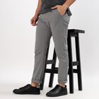 Men's 100% Cotton Slim Fit Casual Trousers, Light Grey, small image number null