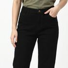 Women's Black Straight Fit Solid Jeans, Black, small