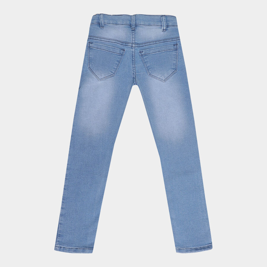 Girls Buttoned Jeans, Mid Blue, large image number null