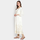 Solid 3/4Th Sleeves Kurta, Off White, small image number null