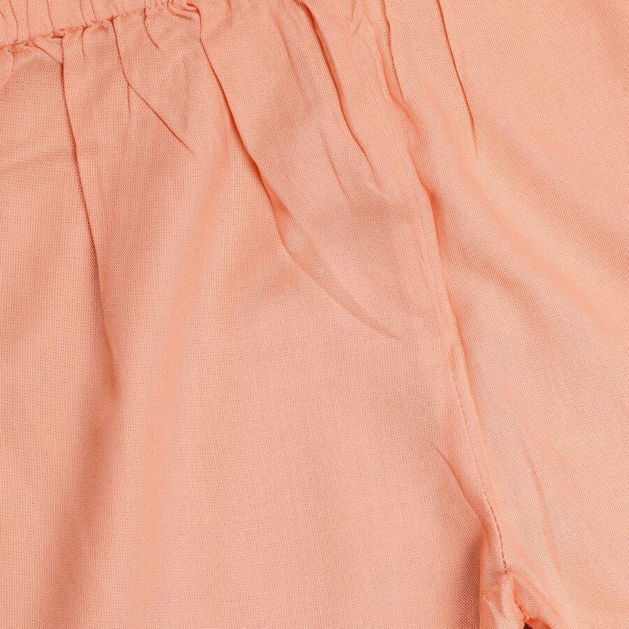 Girls' Soft Peach Embroidered Kurta and Pant Fusion Set, Peach, large image number null