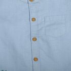 Infants Light Blue Mandarin Collar Regular Fit Shirt, हल्का नीला, small