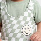 Infants' Mint Green 100% Cotton Round Neck Checked Baba Suit, Light Green, small