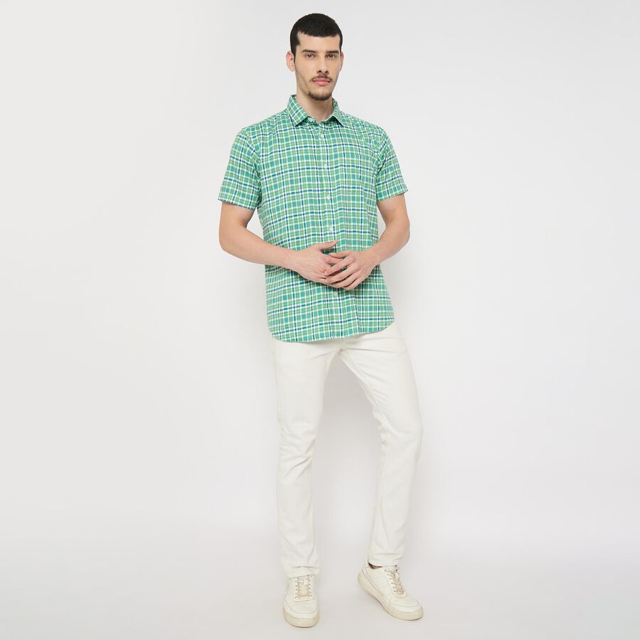 Men's 100% Cotton Casual Shirt , हल्का हरा, large