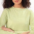Women's Light Sage Green Round Neck Casual Crop Top, Light Green, small image number null