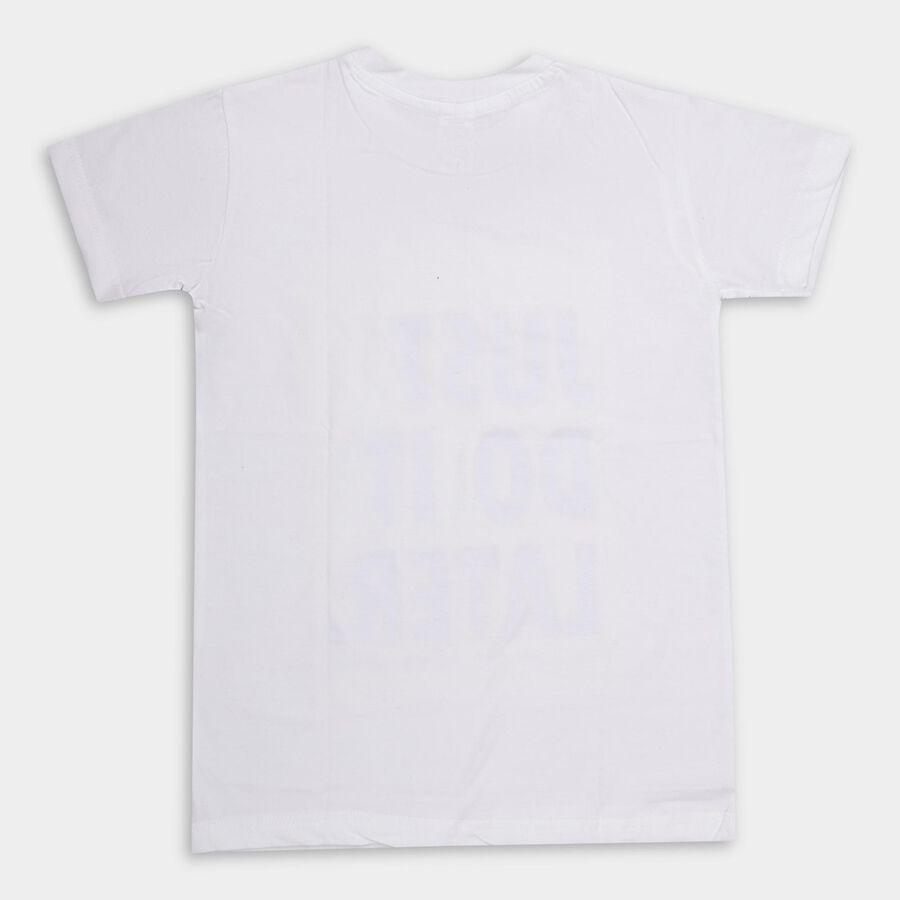 Boys' 100% Cotton Half Sleeves T-Shirt , White, large image number null