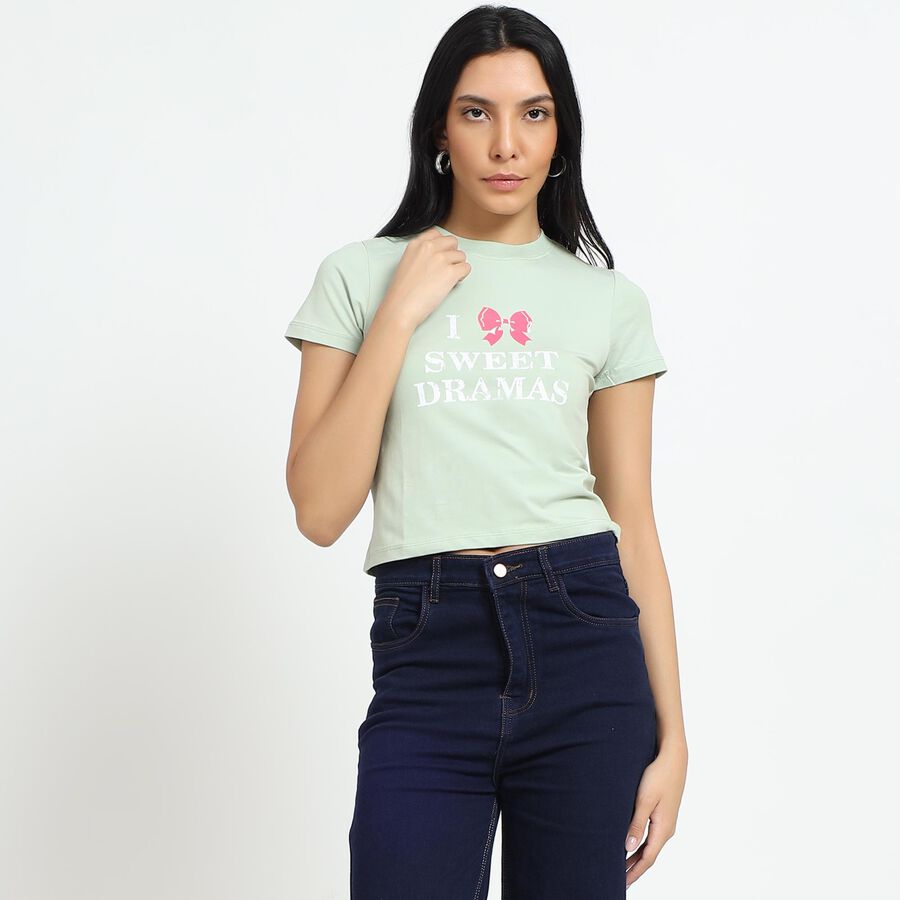 Ladies' Round Neck T-Shirt, Light Green, large image number null