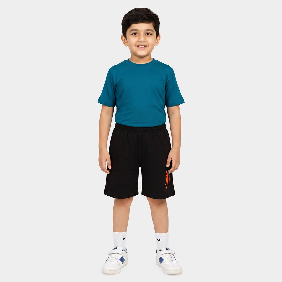 Boys Black Regular Fit Casual Bermuda Shorts, Black, large