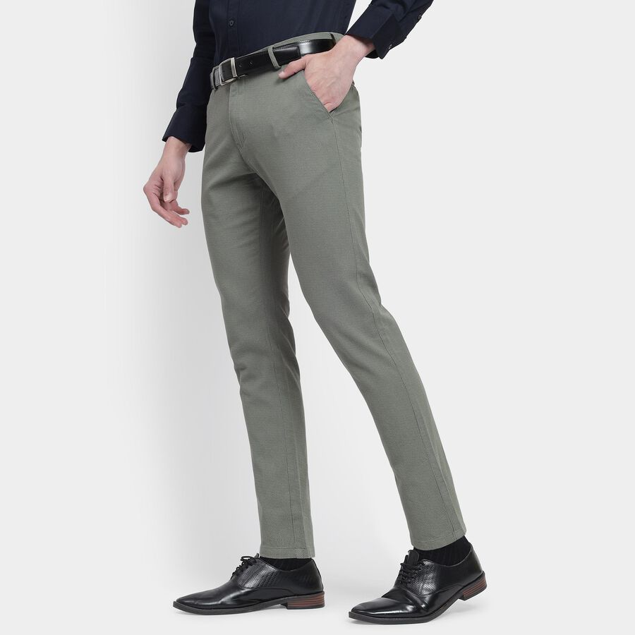 Men's Slim Fit Casual Trousers, Light Green, large image number null