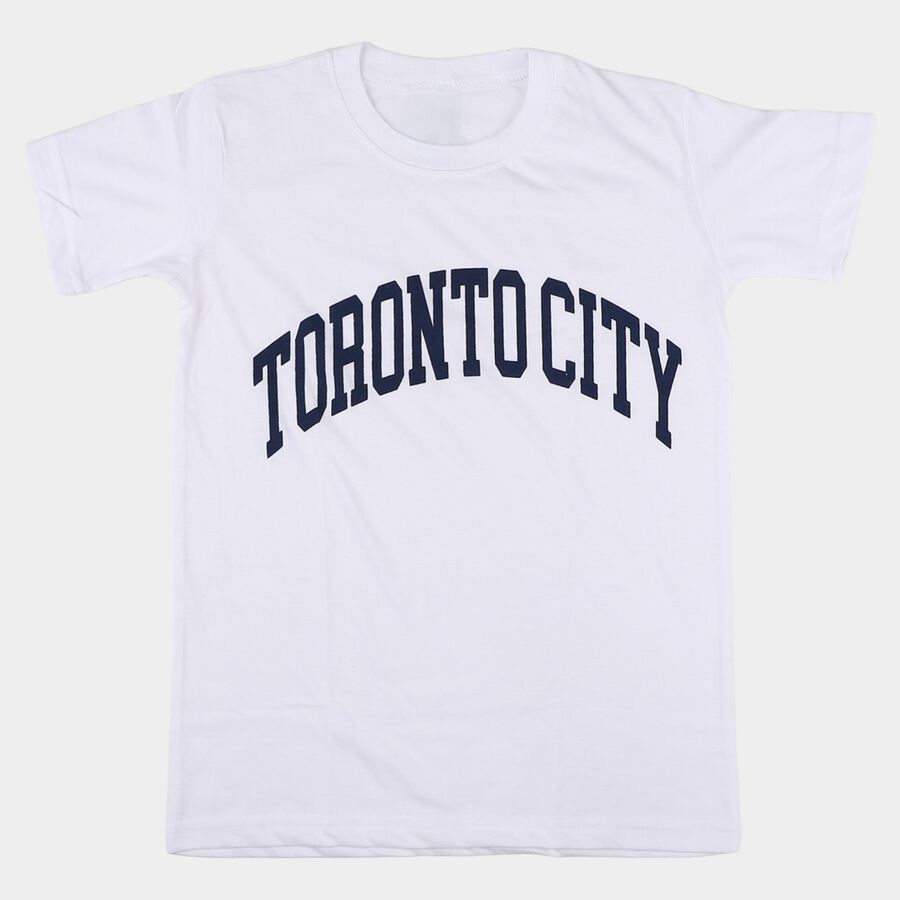 Boys' Half Sleeves T-Shirt, ऑफ व्हाइट, large