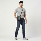 Men's Navy Blue Straight Fit Stretchable Jeans, गहरा नीला, small
