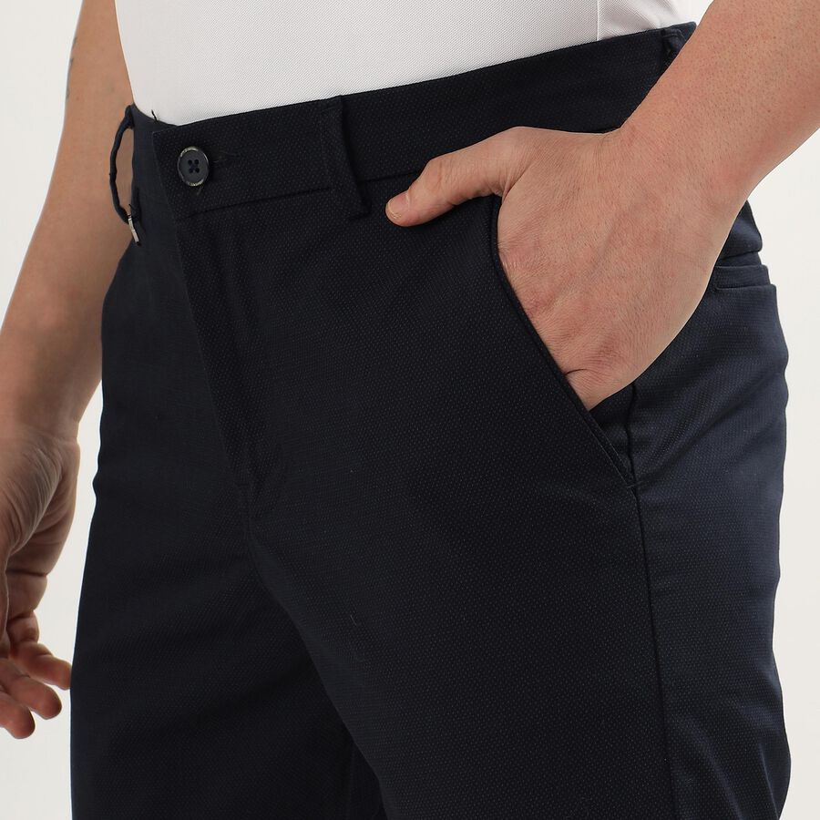 Men's Cross Pocket Slim Fit Casual Trousers, नेवी ब्लू, large image number null