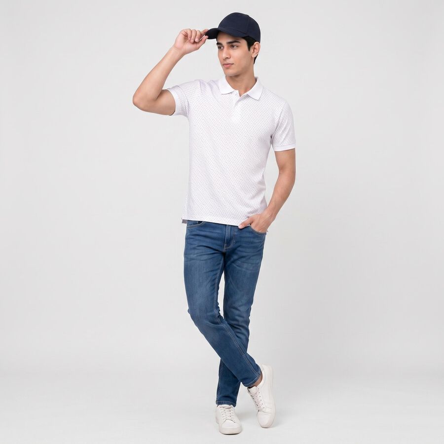 Men's White Cotton Polo Neck Polo T-Shirt, White, large
