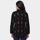 Women's Black Cotton Notch Neck Printed Kurti, काला, small