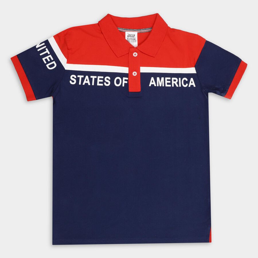 Boys' 100% Cotton Half Sleeves T-Shirt , Navy Blue, large image number null