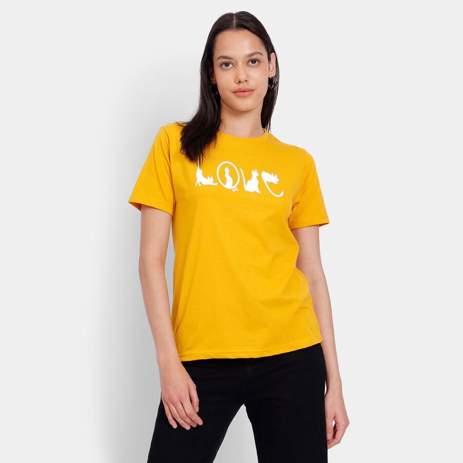 Ladies' Round Neck T-Shirt, Mustard, large image number null